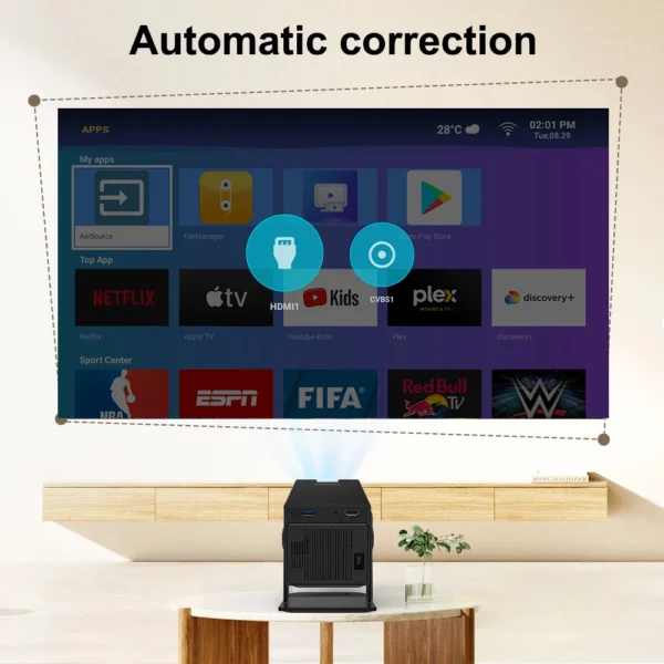 Polaring P50Mini Android Projector Amlogic 950S 6G Wifi BT 250Ansi Cinema Home Keystone HDMI Proyector 1080P 4K  projector - Imagen 3